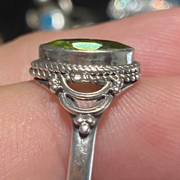 Ring Size 7.5 Tourmaline Green Sterling Silver 925 Women Semi-Precious Stone - Picture 4 of 12